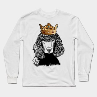 Irish Water Spaniel Dog King Queen Wearing Crown Long Sleeve T-Shirt